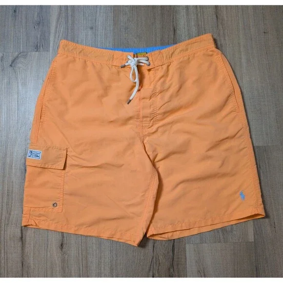Polo Ralph Lauren Size XL Cargo Swim Trunks Board Shorts Orange Pony Preppy - Picture 1 of 12